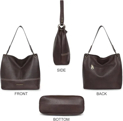 Vista 3 de Montana West Bolsos y bolsos Hobo para mujer, de cuero vegano, con asa superior, con cremallera
