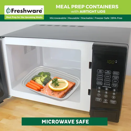 Vista 6 de Freshware Recipientes de preparación de comidas (paquete de 25) recipientes de almacenamiento de alimentos con tapas, caja Bento, sin BPA