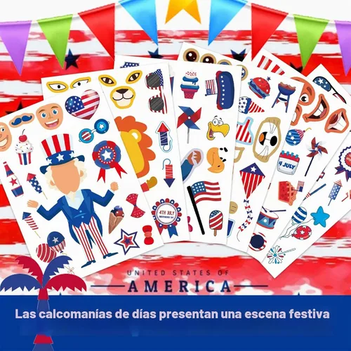 Vista 3 de Pegatinas para hacer cara del Día de la Independencia del 4 de julio
