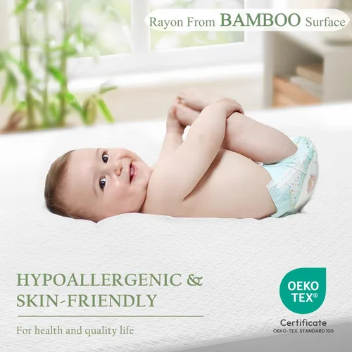 Vista 2 de Protector de colchón 100 % impermeable tamaño Queen, funda de colchón de bambú y rayón transpirable con bolsillo de 8 a 21 pulgadas de profundidad