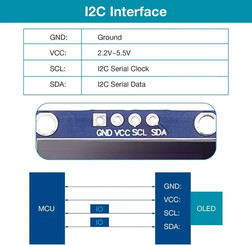 Vista 6 de Frienda Módulo de pantalla OLED I2C, controlador de pantalla OLED, IIC I2C Tabellone Seriale con pantalla Auto-Luminoso Compatible con Azul