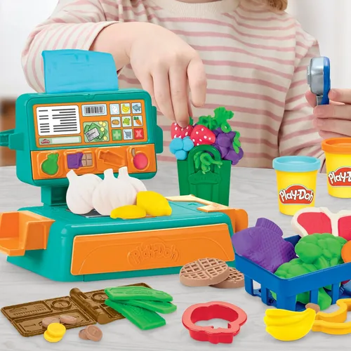 Vista 2 de Play-Doh Juguete de caja registradora, 23 accesorios de comida para jugar, artes y manualidades para niños 3+ (exclusivo de Amazon)