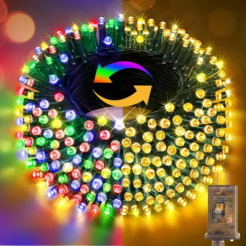 Vista 9 de Hezbjiti Luces de Cadena Navideñas LED de 1000 LED 403 Pies para Exteriores, 8 Modos de Iluminación IP44 Luces de Hadas Impermeables