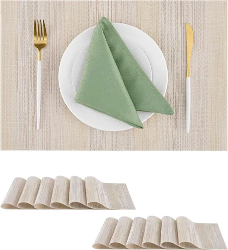 Vista 16 de Leetaltree - Juego de 4 manteles individuales beige, antideslizantes, resistentes al calor, para mesa de comedor, lavables, duraderos, de PVC