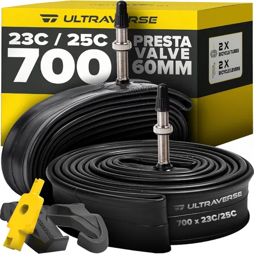 Vista 14 de Ultraverse Cámara de aire para bicicleta de 700x23-25c, 700x28-32c, 700x35-43c, tamaños de rueda de bicicleta de 28 pulgadas con válvula presta