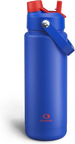 Vista 80 de Botella de agua aislada con popote para niños, botella de agua de acero inoxidable de 12 onzas con boquilla doble, a prueba de fugas, sin BPA, al