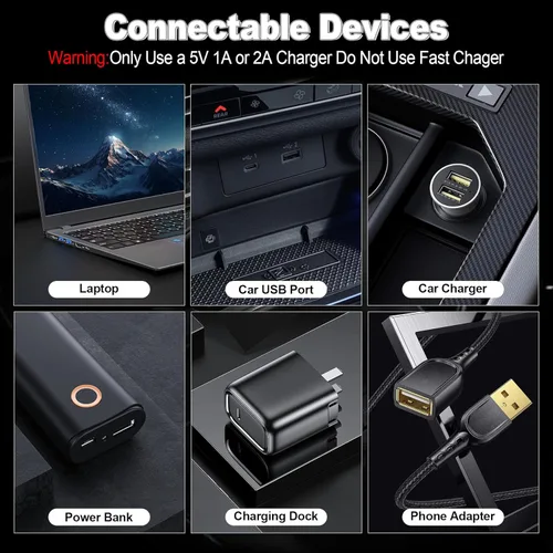 Vista 6 de SINGARO 2 luces USB para automóvil, lámpara retro para decoración de atmósfera automotriz, luces de ajuste táctil interior del automóvil, mini