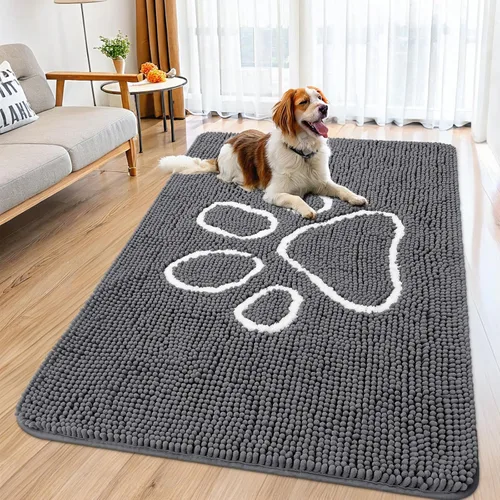 Vista 54 de Smiry Tapete para puerta de perro para patas fangosas, absorbente que atrapa la suciedad, antideslizante, de secado rápido, lavable, tapete