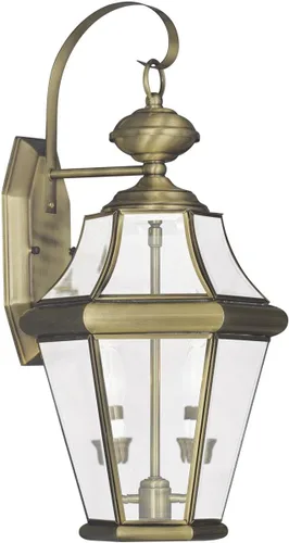 Vista 11 de Livex Lighting 2261-91 Georgetown - Farol de pared para exteriores, 2 luces, níquel cepillado