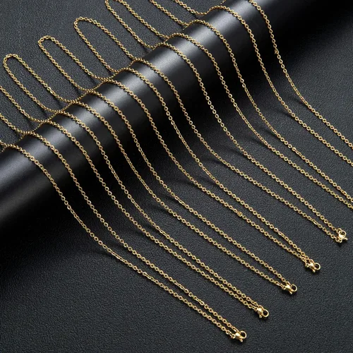 Vista 6 de Paquete de 20 cadenas de collar chapadas en oro de acero inoxidable a granel para fabricación de joyas, 16 pulgadas