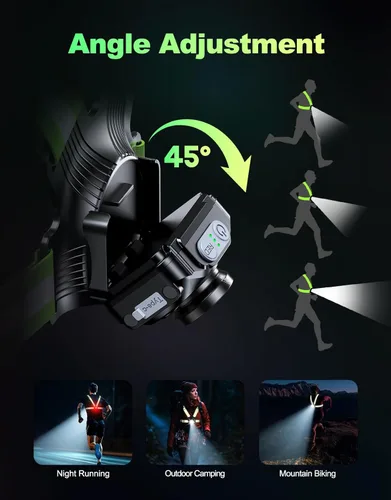 Vista 7 de Running Lights for Runners, 500 Lumens Running Light with 45° Adjustable Tilt, 360° Reflective Vest & IPX4 Waterproof Rechargeable Light Up Gear for