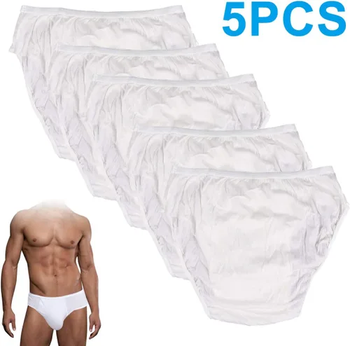 Vista 3 de KESYOO Calzoncillos desechables para hombre, 5 piezas, ropa interior de algodón para viajes, al aire libre, talla XL, para hombre