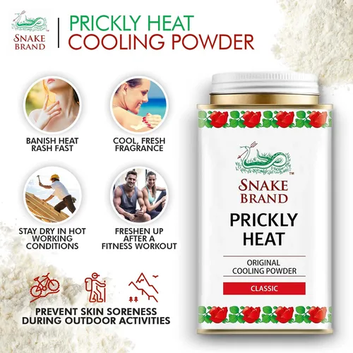 Vista 6 de Snake Brand Prickly Heat Talco refrescante, Blanco