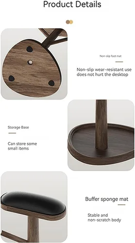 Vista 7 de EUGOOCX VR Display Holder for Headset and Touch Controllers, Wood Desk Stand Compatible with QUEST 3 PICO 4 PS VR2 Rift S and More (Acacia Wood)