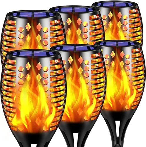 Vista 9 de TomCare Luces solares para exteriores, luces solares de llama parpadeante, impermeables, iluminación al aire libre, luces de camino, decoraciones