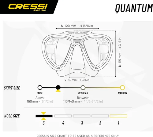 Vista 5 de Cressi Adult Dive Mask with Advanced Fog System and Improved Downward Visibility - Quantum: Made in Italy