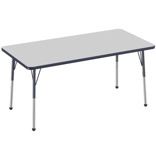 Vista 124 de FDP - Mesa rectangular para actividades escolares y de oficina (24 x 36 pulgadas), patas estándar con deslizadores giratorios, altura ajustable