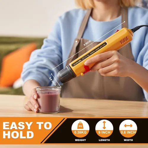 Vista 2 de Mini Pistola de Aire Caliente 380W – Herramienta de Aire Caliente de Doble Temperatura con Cable Largo de 1.5m y Boquilla para Reparación