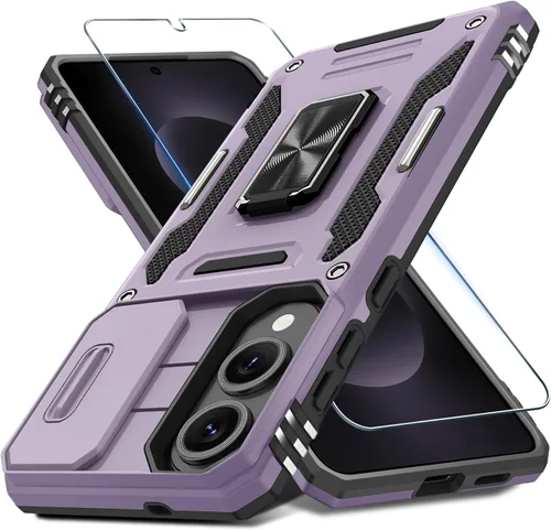 Vista 21 de DEERLAMN Funda para Samsung Galaxy A15 5G con cubierta deslizante para la cámara + protector de pantalla (1 paquete), soporte de anillo giratorio
