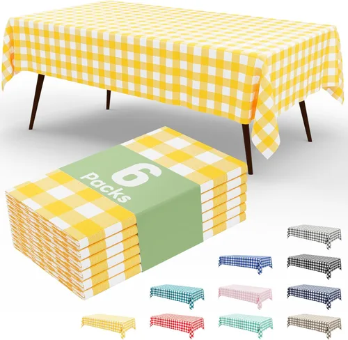 Vista 72 de misaya Paquete de 4 manteles desechables de búfalo, mantel de plástico impermeable de 54 x 72 pulgadas, manteles rectangulares a cuadros caqui