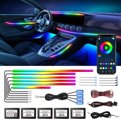 Vista 9 de WEBUPAR Luces de acrílico para interiores de automóvil, accesorios de automóvil, tira de luces LED 10 en 1 con control de aplicación, 175 pulgadas