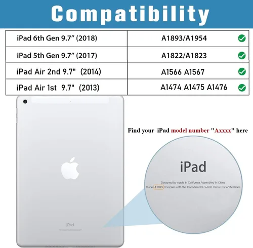 Vista 2 de ProCase - Funda para iPad de 9.7 pulgadas (24,6 cm) iPad 6ª/5ª generación 2018 2017/iPad Air 2/Air 1, funda de cuero premium con protección