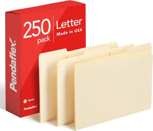 Pendaflex Essentials Carpetas para archivos, tamaño carta, Manila, 100 unidades por caja