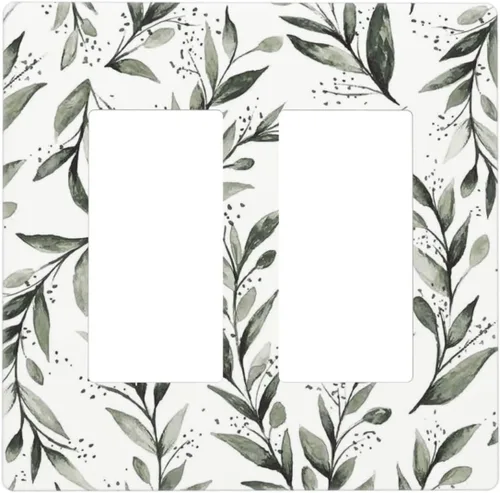 Vista 87 de Placa de pared dúplex de receptáculo de dispositivo de 1 gang de madera envejecida blanca gris con veta de tablón, cubierta de enchufe eléctrico