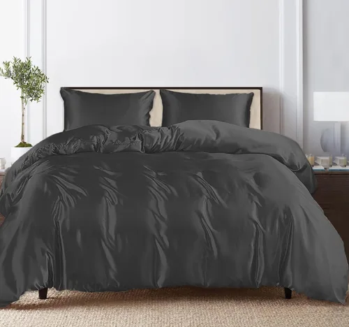 Vista 10 de Juego completo de ropa de cama Linenwalas de Tencel Lyocell con funda de edredón con bolsillo profundo, sábana bajera ajustada, viscosa hecha
