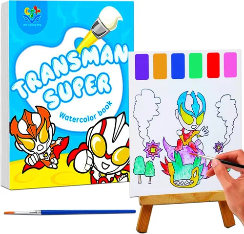 Vista 11 de JUNQIU Libros para Colorear con Acuarelas para Niños de 4-8 Años, Libro de Pintura con Acuarelas de Bolsillo para Niños Pequeños, Artes