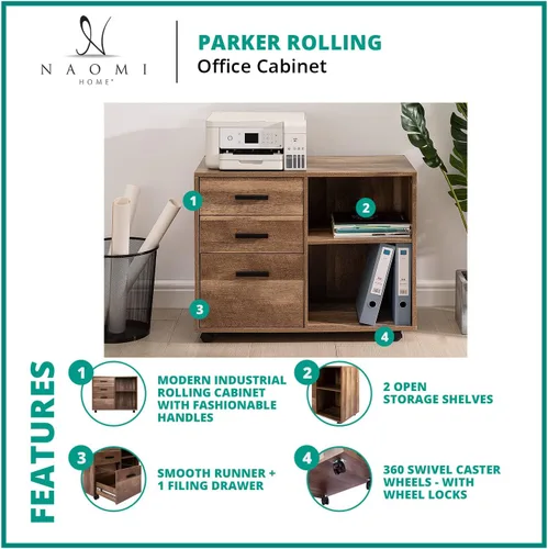 Vista 12 de Naomi Home Cómoda de 5 cajones para dormitorio, alta y elegante, con ruedas y estantes de almacenamiento, pequeña para guardarropa, para maquillaje