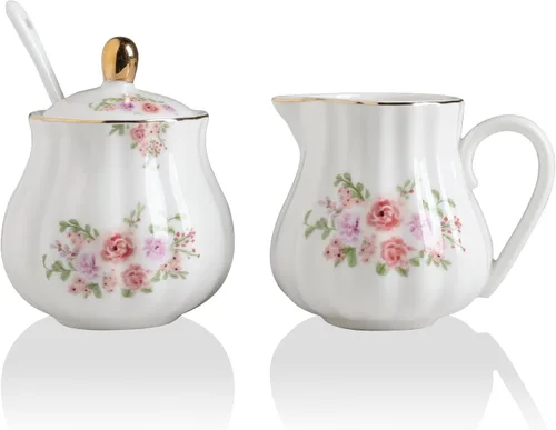 Vista 11 de Sweejar Royal Ceramic Tazón de Azúcar de Cerámica, Recipiente de Azúcar de 12 Onzas con Cuchara y Tapa, Tazón de Sal de Porcelana Recipiente de Sal