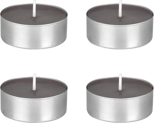 Mega Candles 4 velas de té grises de gran tamaño sin perfume, velas de cera prensada, 12 horas de tiempo de combustión, decoración del hogar,