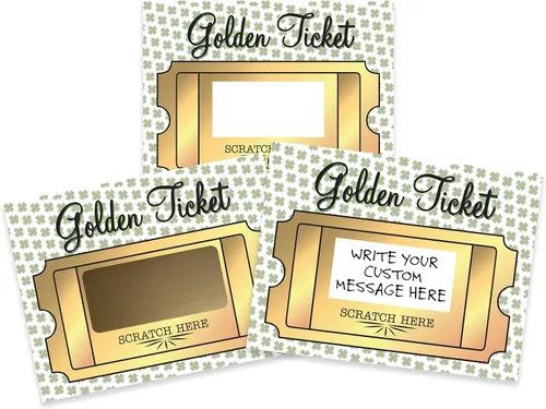 My Scratch Offs 20 Boletos Dorados para el Día de San Patricio Haz tus propias Tarjetas de Rascar DIY con Adhesivos de Rascar para Boletos de Rifa,