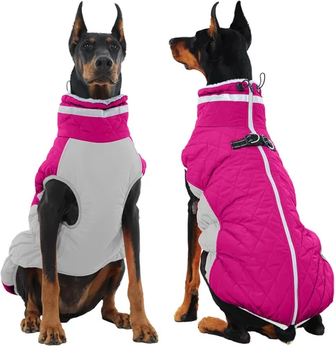 Vista 28 de Chaqueta de invierno para perro, abrigo impermeable y reflectante, resistente al viento, ropa cálida para mascotas, cómoda ropa de forro polar