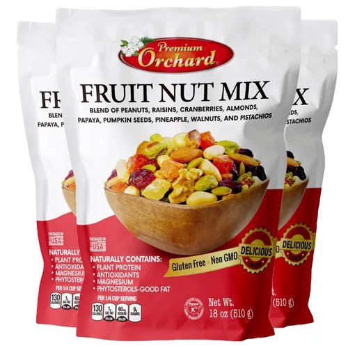 FRUIT NUT MIX TRAIL MIX de PREMIUM ORCHARD - Mezcla Gourmet a Granel de Frutos Secos y Frutas Secas - Snacks Veganos Saludables, Mezcla de Frutos