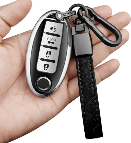 Vista 20 de Sindeda Compatible con Nissan Funda para Llavero con Llavero de Cuero, Funda de Carcasa de Llave de TPU Suave Compatible con Llave Remota