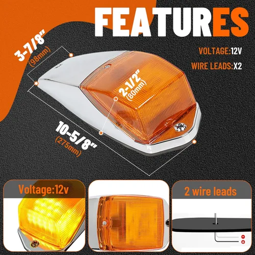 Vista 2 de ECOTRIC 5 luces LED ámbar para correr de 31 luces LED para camiones Peterbilt/Kenworth/Freightliner/Volvo/Western Star/Mack/International/Paccar