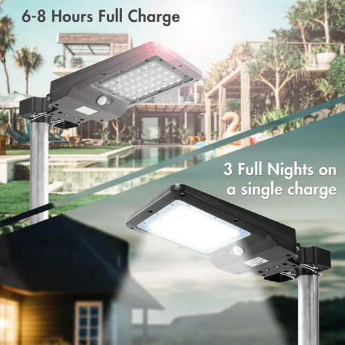 Vista 5 de Wagan EL8588 - Lámpara de calle solar integrada LED de 1000 lúmenes, sensor de movimiento, impermeable, resistente a la intemperie, del atardecer al
