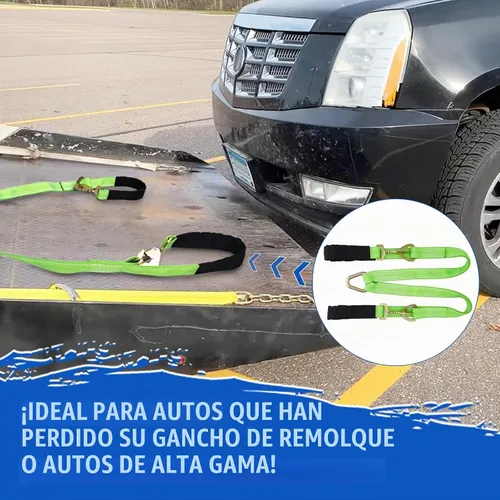 Vista 5 de Correa de Brida en V de 2" x 4' con Ganchos a Presión/Funda Cordura y Correa de Eje, Anillo en D en el Medio, Correas de Remolque de Servicio Pesado