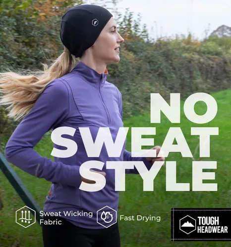 Vista 5 de Tough Headwear Gorro de correr para mujer con cola de caballo, gorro de cola de caballo, gorro de invierno con agujero para cola de caballo