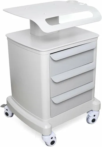 Vista 3 de Carrito rodante de belleza de 3 capas, equipo móvil de salón de spa, carrito de instrumentos, soporte multiusos blanco para máquinas de spa