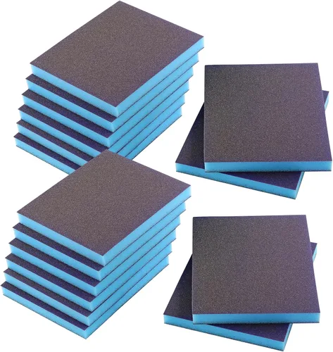Vista 26 de 4 esponjas de lijado de grano 100, bloques de lijado medianos lavables y reutilizables, esponja de papel de lija seco húmedo para madera, metal