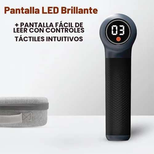 Vista 4 de Sharper Image Powerboost Max - Pistola de masaje de tejido profundo con accesorio de doble temperatura caliente y fría