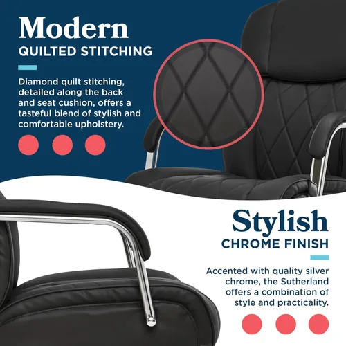 Vista 5 de LaZBoy Sutherland CHR10048A - Silla giratoria ergonómica de piel sintética para computadora y escritorio, color negro