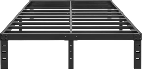 Vista 19 de ALDRICH Marco de cama de metal de tamaño matrimonial de 18 pulgadas, plataforma de listones de acero básico negro, marcos de cama resistentes sin