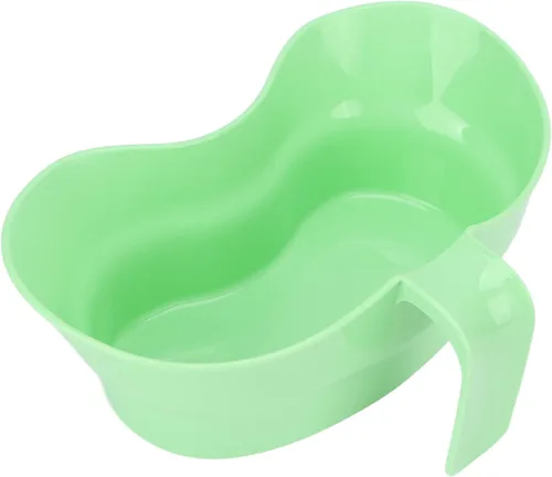 Vista 9 de Taza de lavabo Emesis para cuidado bucal, lavabo de vómito de plástico con diseño de arco, taza de enjuague bucal de cama con boca ancha, bandeja