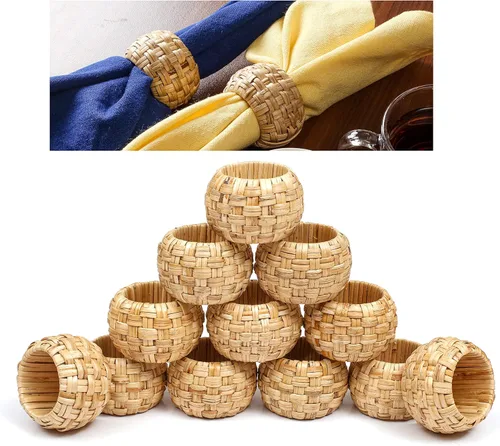 Vista 8 de Juego de 6 servilleteros con cuentas de plástico con diseño de copo de nieve, hermosa y elegante decoración de mesa de invierno para Navidad, bodas