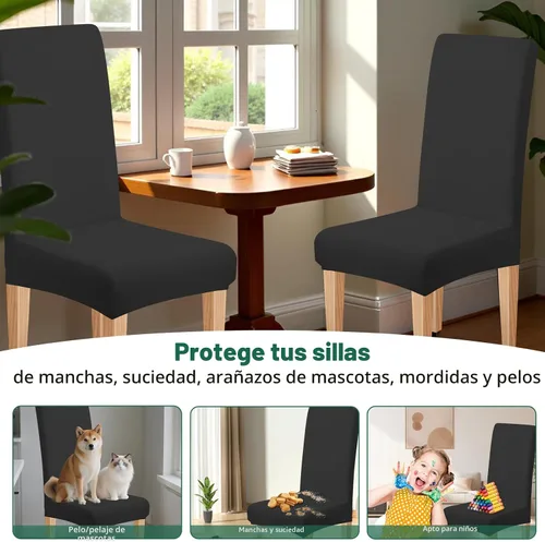 Vista 7 de Dioxide Fundas de Silla de Alto Estirar para Sillas de Comedor, Juego de Fundas de Silla de Comedor Lavables de 4, Fundas de Asiento de Silla