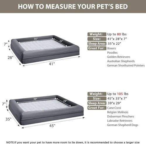 Vista 3 de WNPETHOME Cama extragrande XL para perro, sofá lavable para perro con funda impermeable extraíble, sofá cama grande ortopédica para mascotas